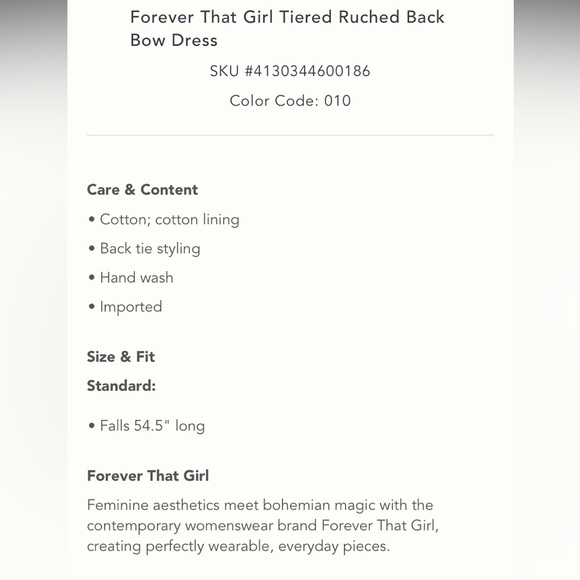 Anthropologie Forever That Girl Tiered Ruched Back Bow Dress - Picture 11 of 13